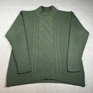 Vintage Liberty Blues Olive Green Cable Knit‎ Sweater XXL Big & Tall Classic